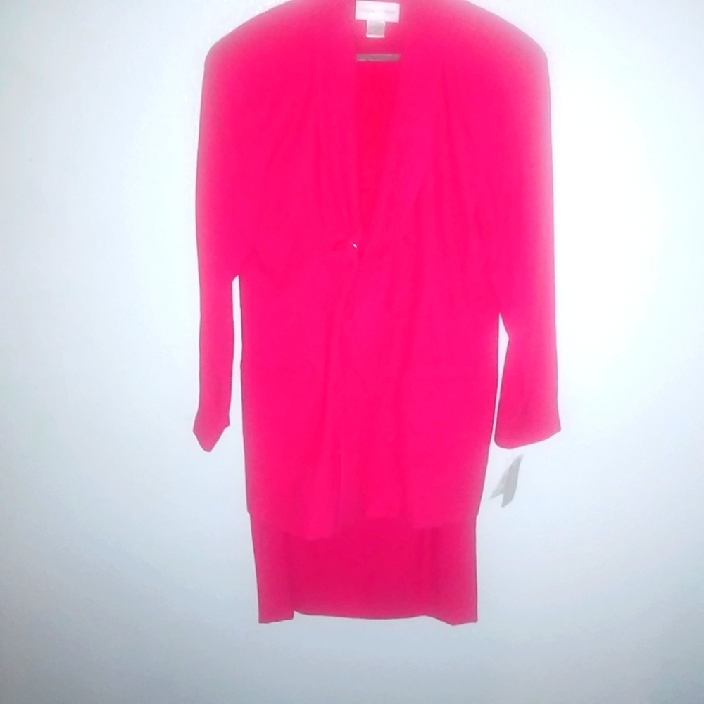 Casual Corner 14 Vintage Workwear New Skirt Suit Set in Red Double Breasted